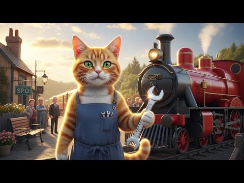 Mama Cat Trims his Fur to Fix an Old Train for the Village 🚂✨ | Heartwarming Story