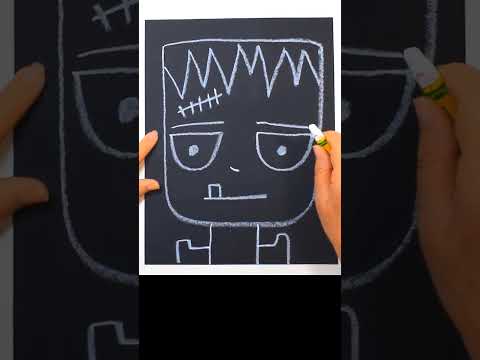 How to Draw and Paint FRANKENSTEIN for HALLOWEEN with Oil Pastels for Beginners Timelapse #shorts