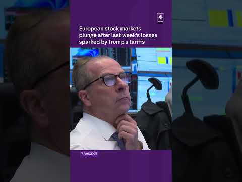 European stock markets plunge after last week's losses sparked by Trump's tariffs