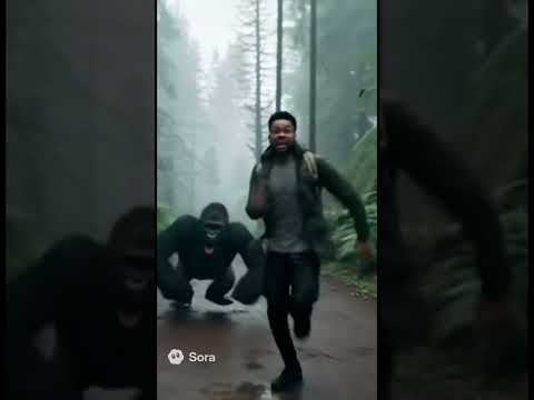 ゴリラに追いかけられた