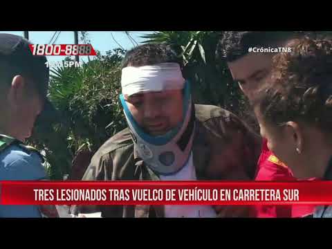 Tres lesionados tras vuelco de vehículo en la Carretera Sur de Nicaragua