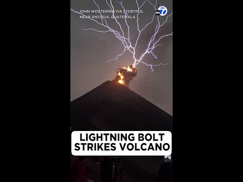 Stunning lightning bursts from erupting volcano in Guatemala