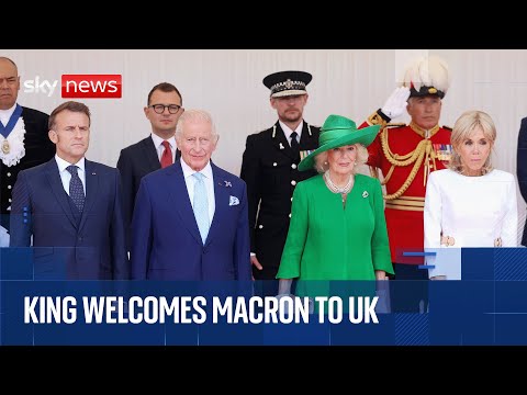 King Charles welcomes French President Emmanuel Macron to UK for state visit