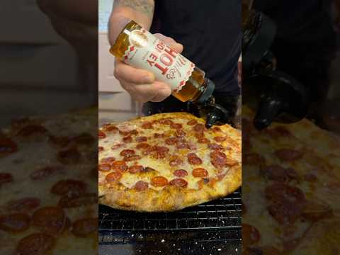 Mike’s Hot Honey drizzled over a Rosa Grande pepperoni pizza