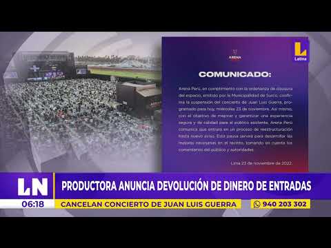 Productora anuncia devolución de dinero de entradas en el concierto de Juan Luis Guerra