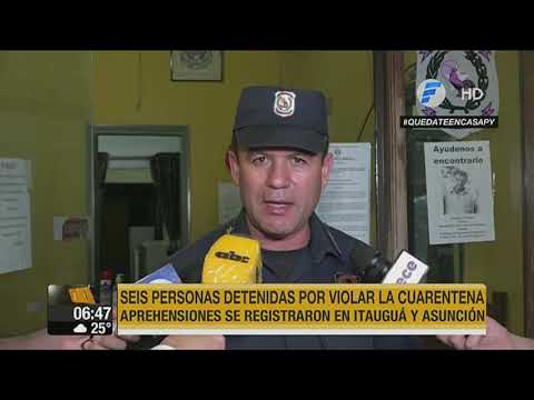 Seis detenidos por violar cuarentena en Itauguá y Asunción