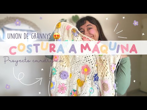 Union de grannys a máquina 😱😍 delanteros y espalda nuevo cárdigan #crochet #tutorialcrochet