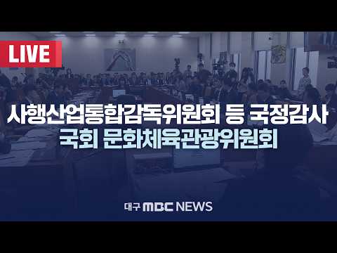 사행산업통합감독위원회 등 국정감사 <strong>국회</strong> 문화체육관광위원회 [LIVE] | 대구MBC <strong>2026년</strong> 10월 14일