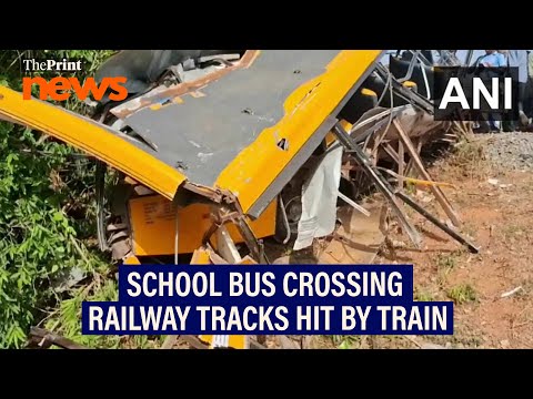 School van crossing railway tracks hit by a train in Cuddalore District, 6 injured