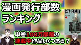 【漫画発行部数】1巻あたりの発行部数が100万部を超えている連載中マンガ作品っていくつあるの？【コミック売上】