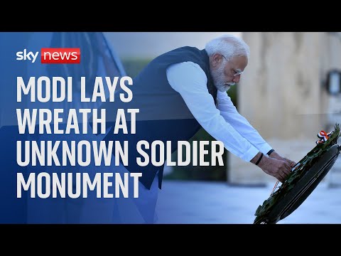 Indian PM Modi lays wreath at the unknown soldier monument in Athens