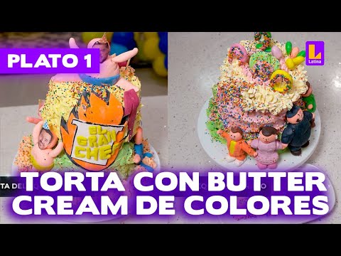 Plato 1: Torta de tres pisos con butter cream de colores | El Gran Chef Famosos