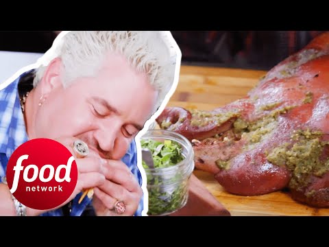 Guy Fieri Falls In Love With This Pig Head Platter | Diners Drive-Ins & Dives