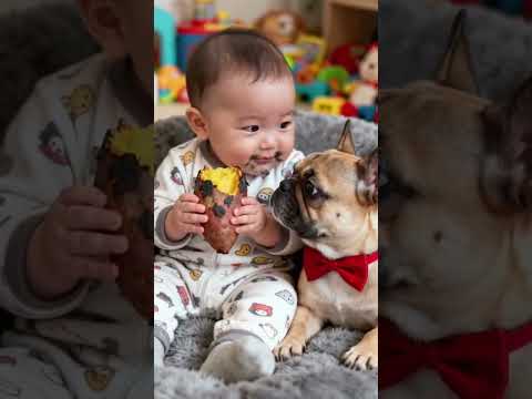 Cute Baby and French Bulldog Puppy 🐶 | So Adorable! | Early Learning Fun for Kids #cute #baby