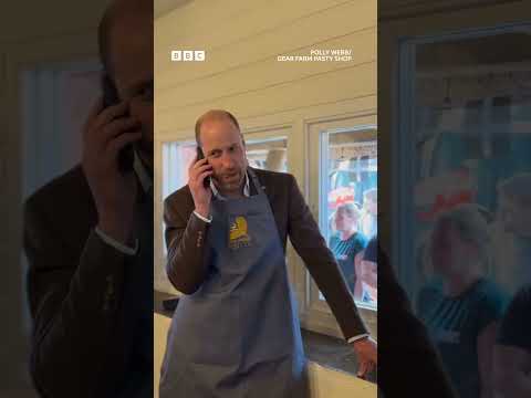 Prince William takes a pasty order in Cornwall