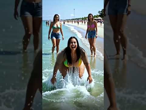 When a Funny Woman Tries to Swim for the First Time! 😂FunnyWoman #FunnyVideos2025