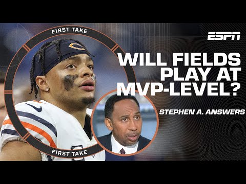 'STOP IT!'  Stephen A. isn't expecting Justin Fields to play MVP-level for the Bears | First Take video clip