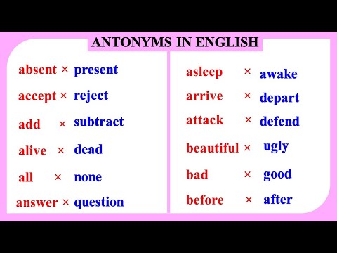 Learn Common Antonyms Words in English to Expand your Vocabulary ~ Learn English
