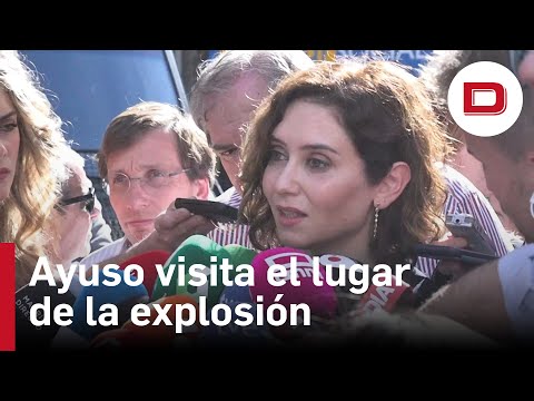 Ayuso visita la zona afectada por explosión de edificio en Madrid