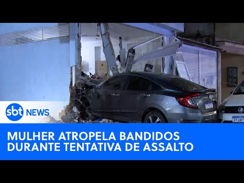 Mulher atropela bandidos durante tentativa de assalto em SP | #SBTNewsnaTV (11/10/24)