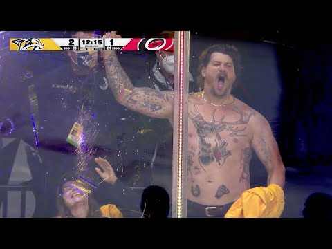 Titans' Taylor Lewan Goes Crazy at Preds' Game 4 video clip