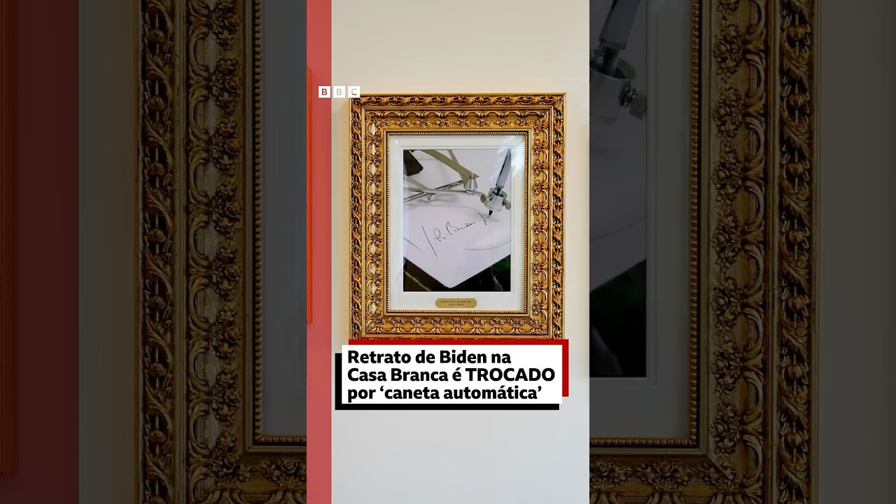 Retrato de Biden é trocado por caneta automática na Casa Branca