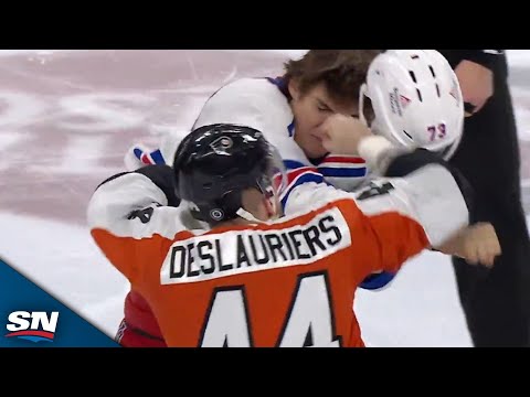 Rangers Matt Rempe And Flyers Nicolas Deslauriers Fire Up Crowd With Spirited Fight