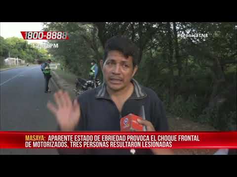 Masaya: Motociclistas terminan en el hospital tras impactar de frente – Nicaragua