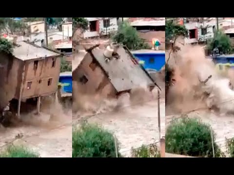 ¡Terrible! Casa de tres pisos en Chosica colapsa tras caída de huaico