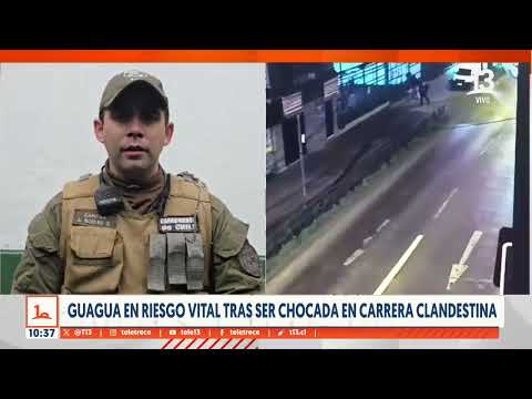 Guagua en riesgo vital tras ser chocada en carrera clandestina