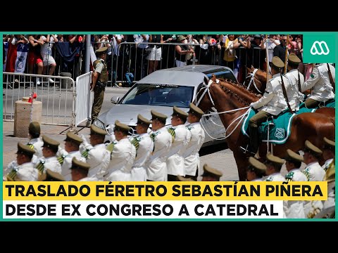 Traslado del féretro de expresidente Piñera desde ex Congreso a Catedral | Ceremonia completa
