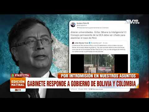 Gabinete responde a gobierno de Bolivia y Colombia por injerencias en el Gobierno peruano