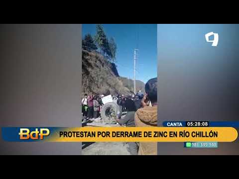 Canta: protestan por derrame de Zinc en en Río Chillón
