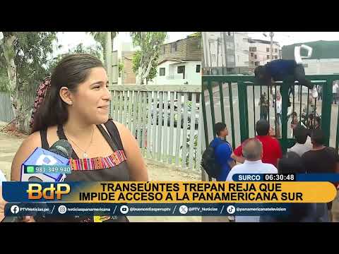 BDP Transeúntes trepan reja en calle de Surco