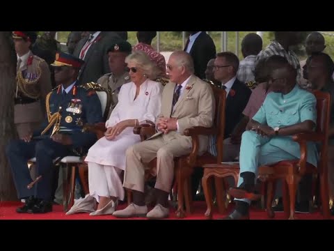 King Charles III and Queen Camilla take a boat trip from Mtongwe Naval Base