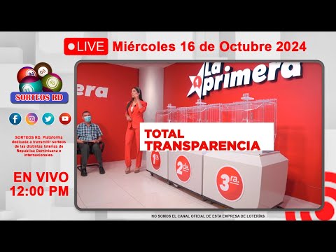 Lotería la Primera en vivo ? Miércoles 16 de Octubre 2024 - 12:00 PM #envivo