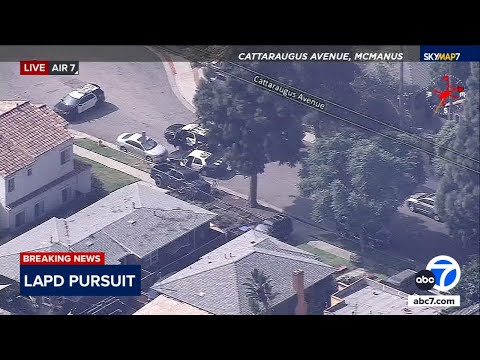 Chase suspect drives onto curb, crashes into fence and car