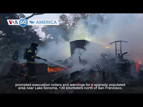 VOA60 America - Wind and excess heat fueling wildfires in California