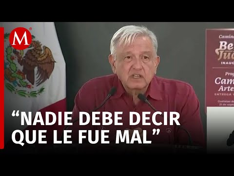 AMLO defiende su gestión económica en su última visita a Oaxaca