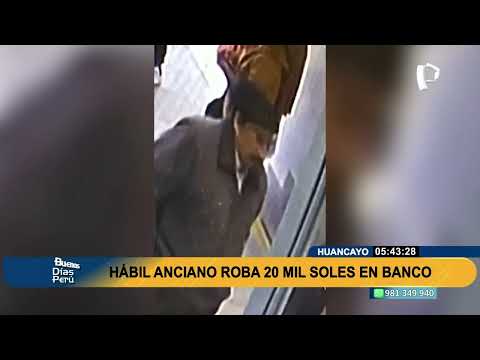 'Abuelito ladrón' en Huancayo: captan a adulto mayor robando S/20 mil en banco