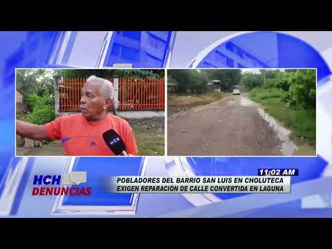 Pobladores del Bo. San Luis en Choluteca exigen reparación de calle convertida en laguna
