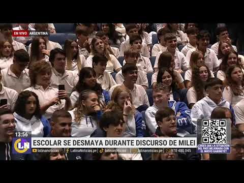 JAVIER MILEI: escolar se desmaya durante discurso de presidente de Argentina