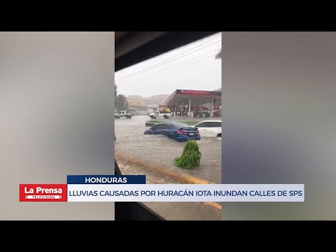 Lluvias causadas por Huracán Iota inundan calles de San Pedro Sula