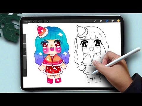 สอนวาดรูปสาวน้อยซานต้าการ์ตูน