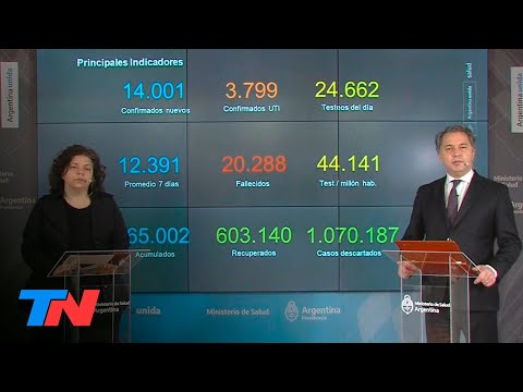 Coronavirus en la Argentina | 765.002 casos, 20.288 muertos y 603.140 pacientes recuperados