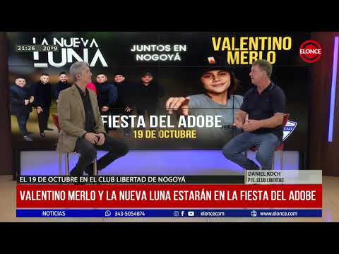 Valentino Merlo y La Nueva Luna estarán en la Fiesta del Adobe en el Club Libertad de Nogoyá