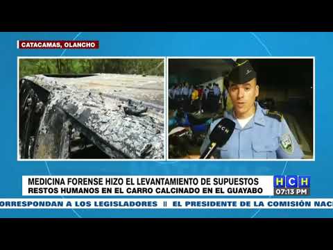 Encuentran restos humanos en un vehículo calcinado en Catacamas, Olancho