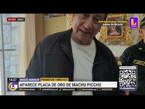 Reaparece placa de oro de Machu Picchu en oficina de la Municipalidad