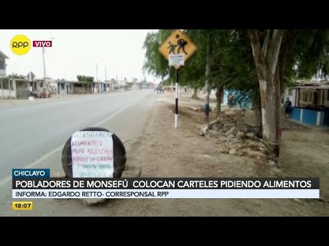 Ciudadanos de Monsefú colocan carteles pidiendo alimentos