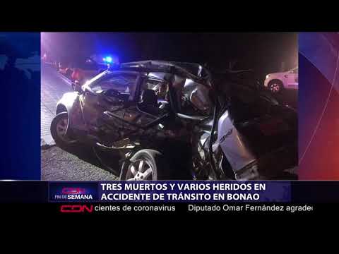 Tres muertos y al menos siete lesionados en accidente de tránsito en Bonao